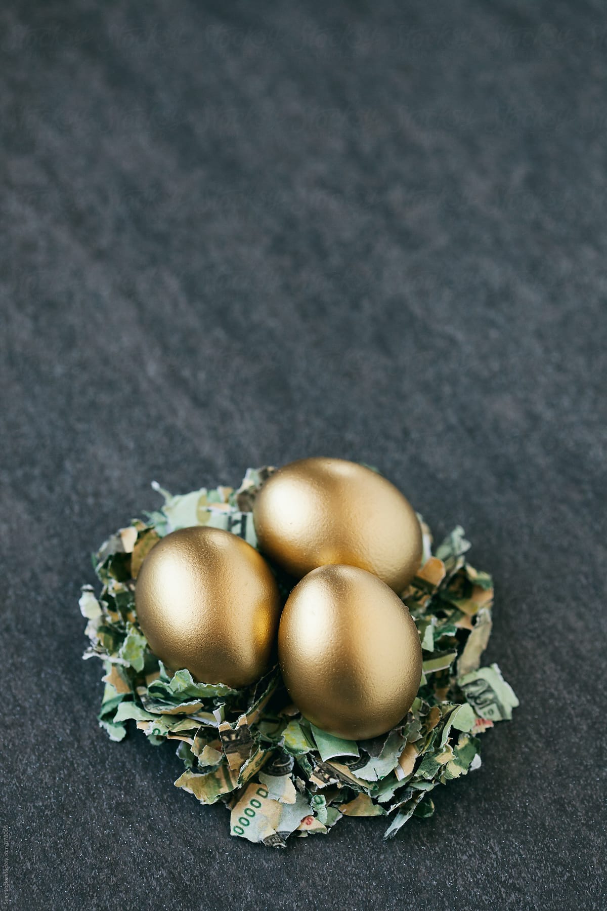 Easter: Three Golden Nest Eggs Concept For Retirement