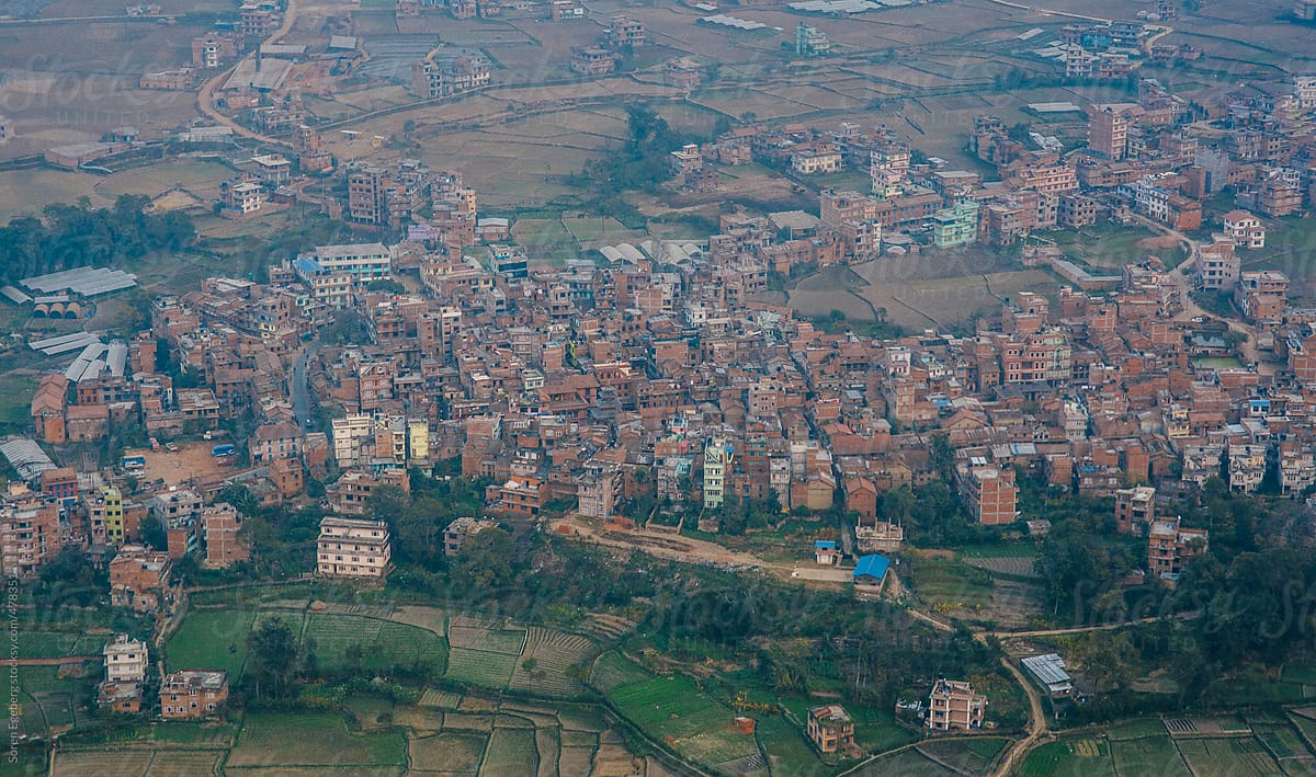Aerial view of Kathmandu city in Nepal, Asia