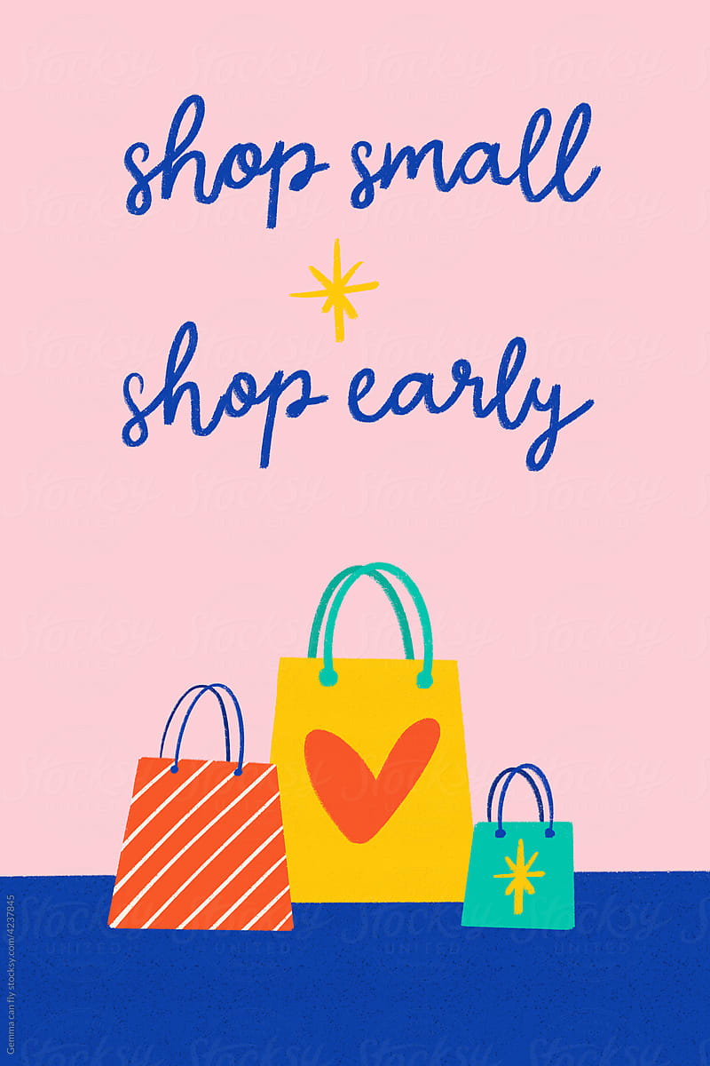 Shopping bags illustration on pink background