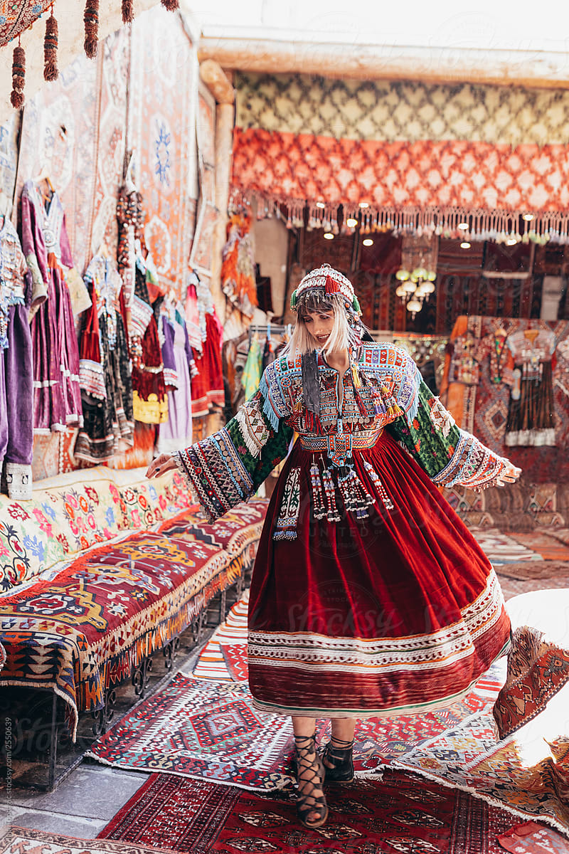 Portrait Of A Woman Wearing Traditional Clothing In Turkey by