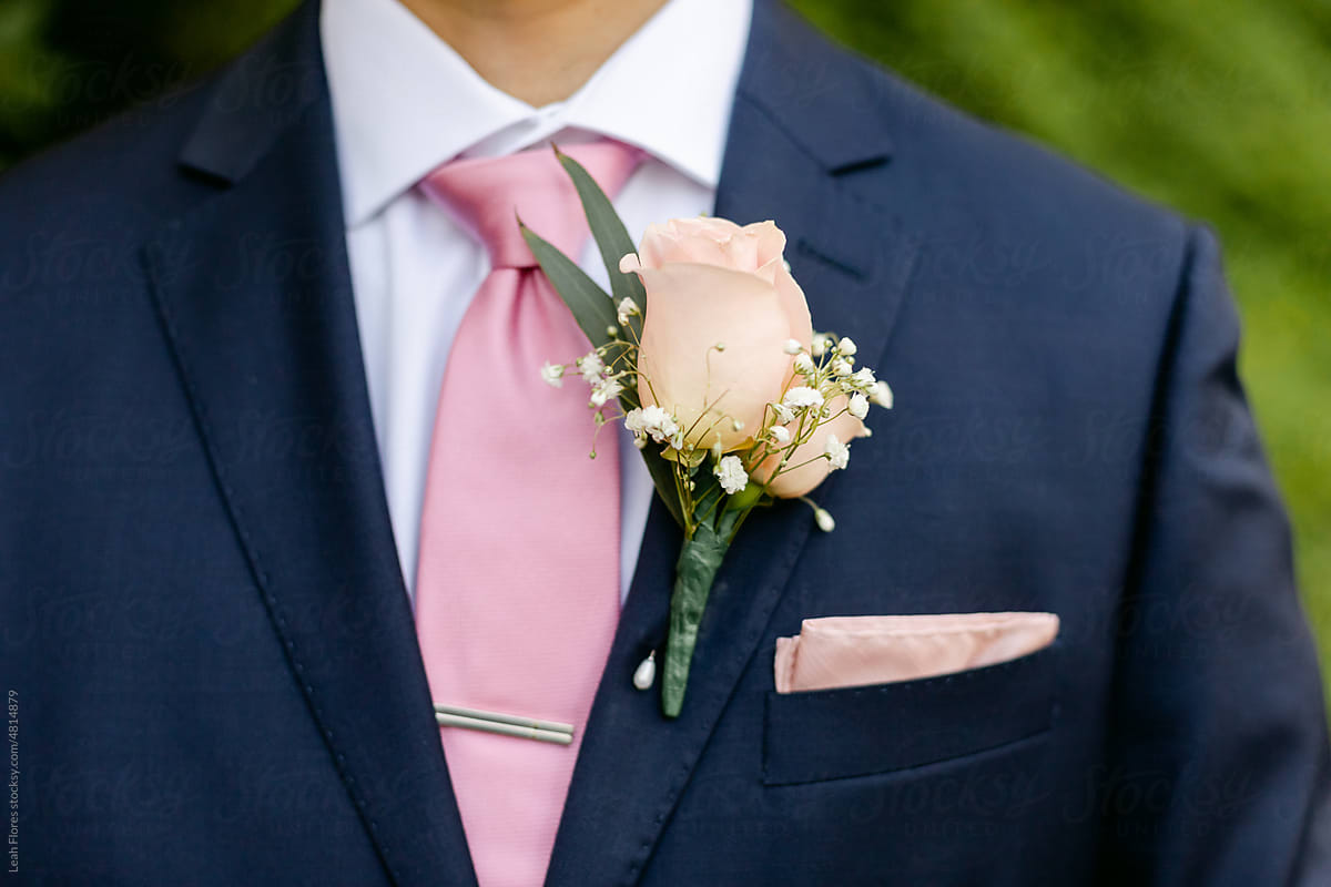 Closeup of Boutonniere on Groom\'s Chest