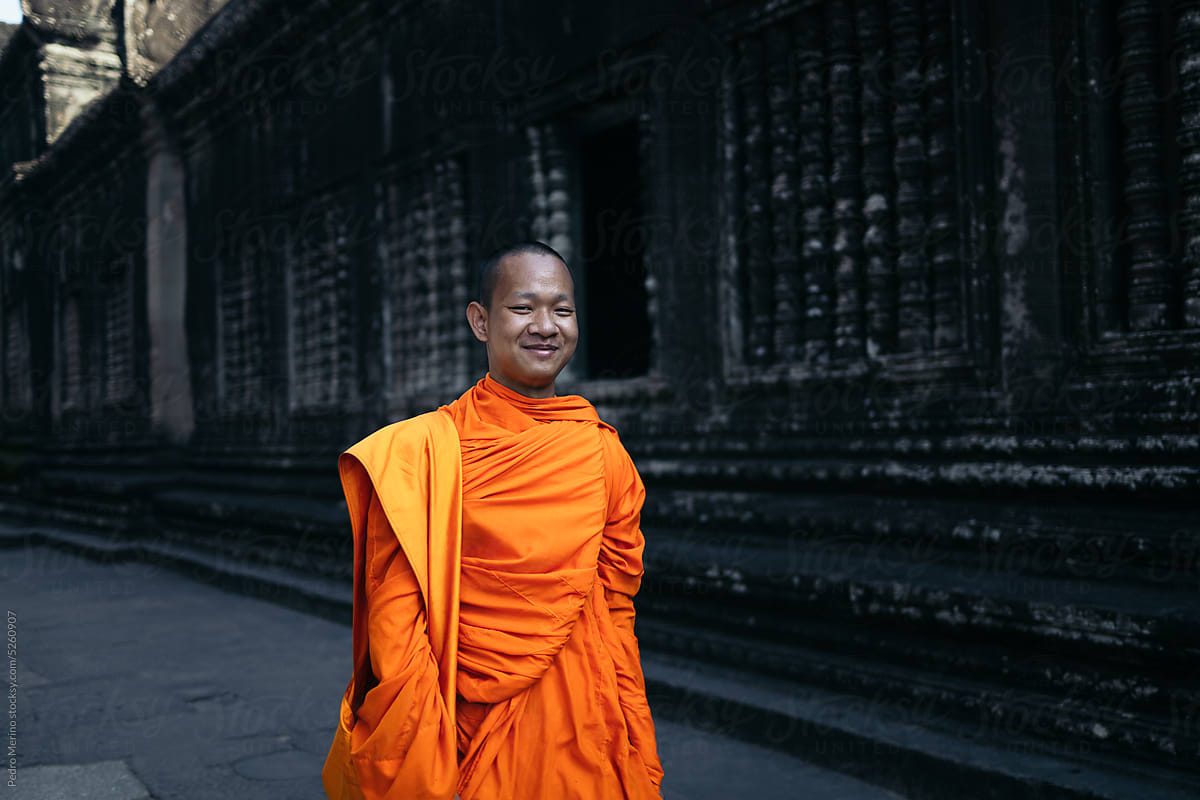 Buddhist monk in Angkor Wat temple