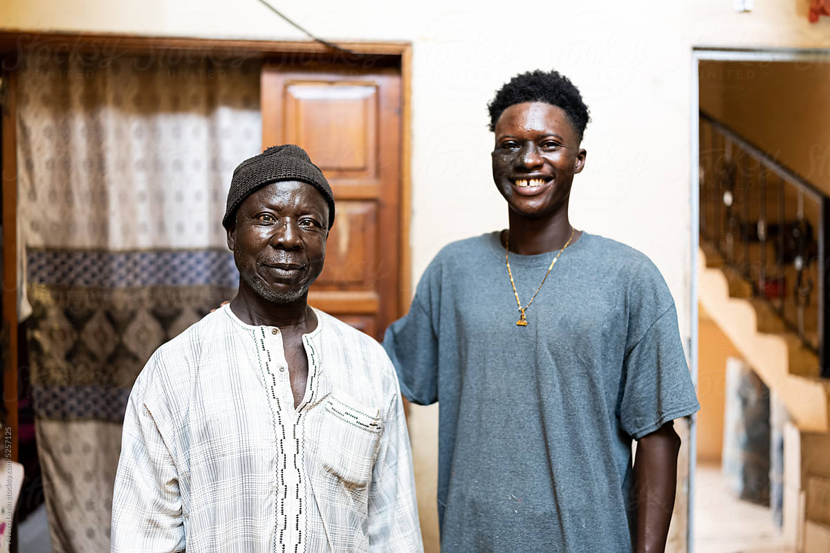 portrait of father and son in africa