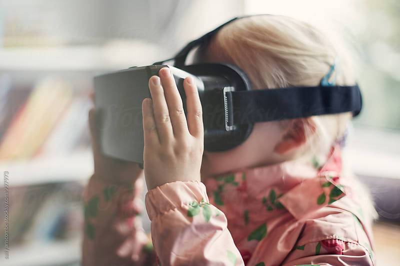 Child using a virtual reality headset