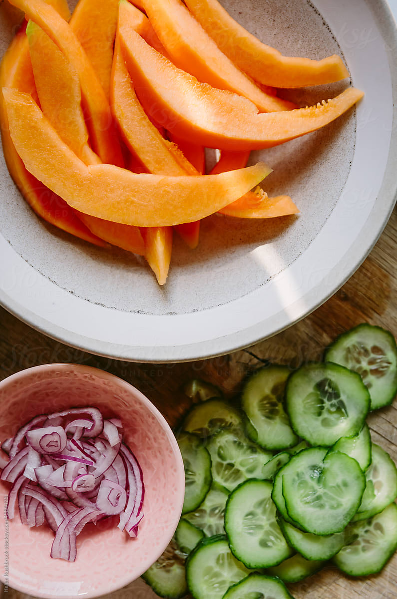 Ingredients for a melon salad