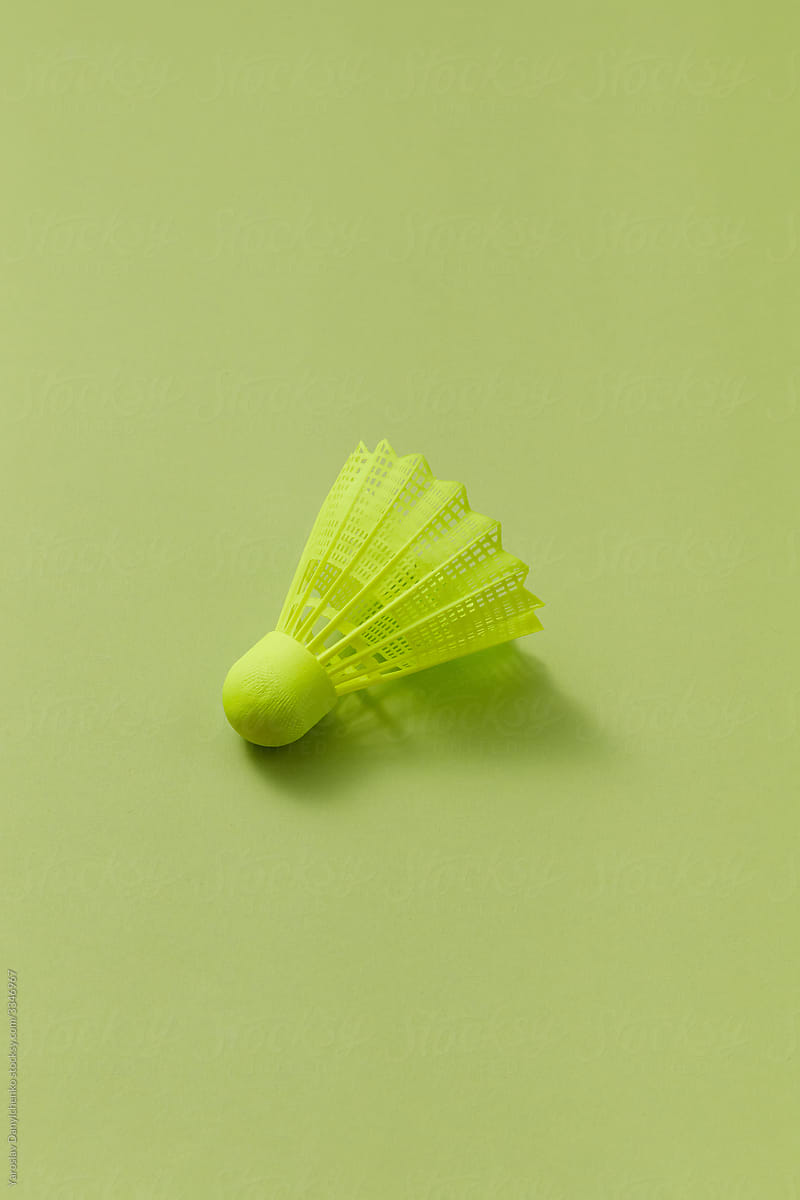 One plastic shuttlecock for badminton game.