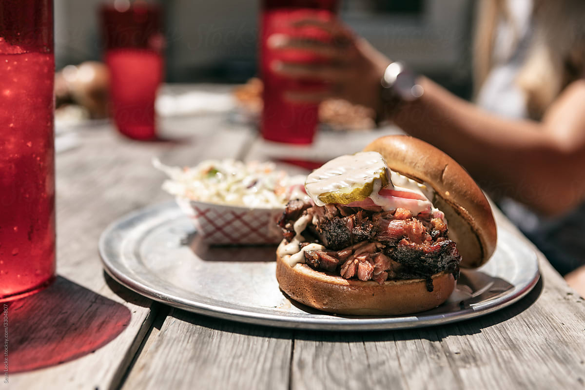 BBQ: Delicious Smoked Brisket Sandwich With Cole Slaw
