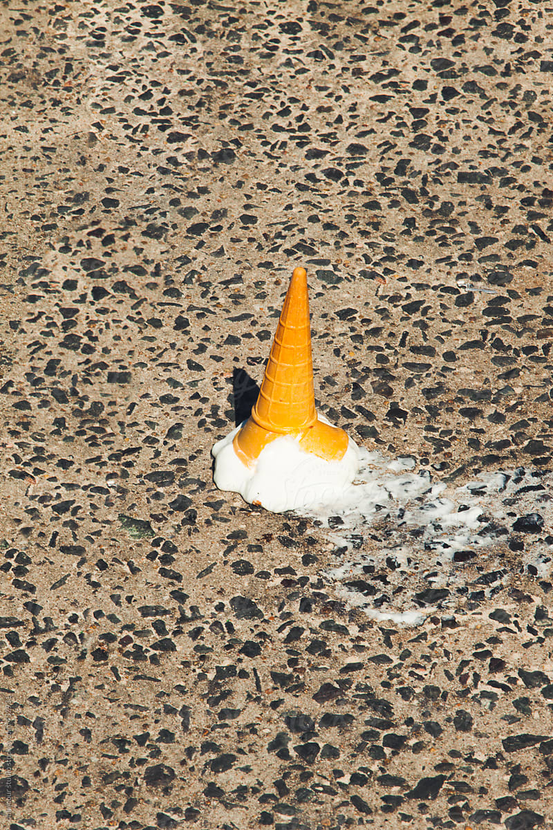 Download Melting ice cream cone over the asphalt by ohlamour studio ...