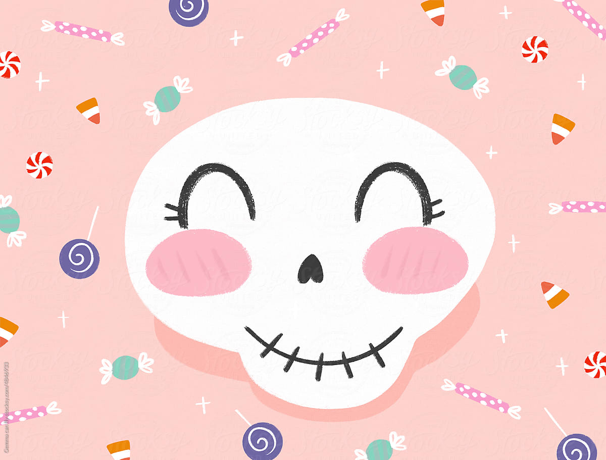 Halloween happy skull illustration