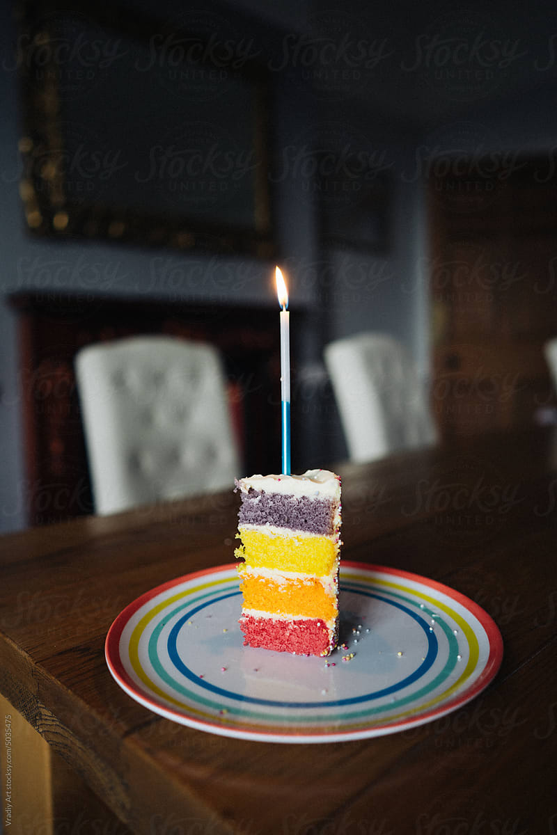 Piece of cake with candle