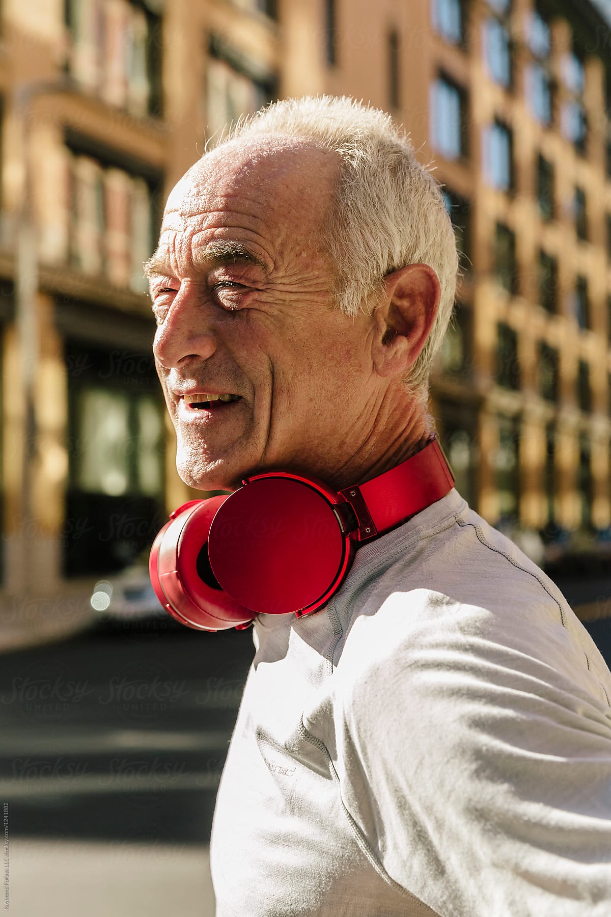 Portrait of Handsome Senior Man with Headphones