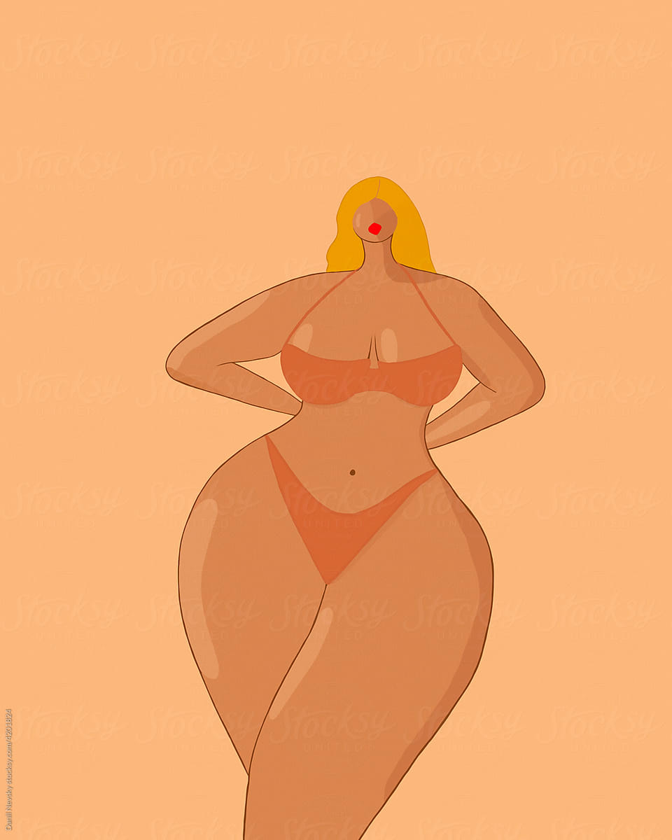 Curvy woman in bikini
