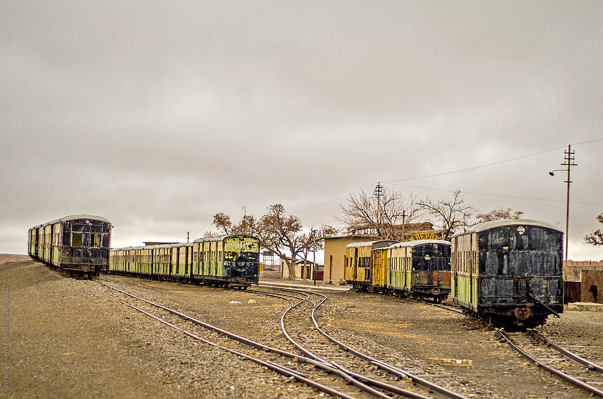 Old narrow gauge Railroad coaches at an abondoned Station