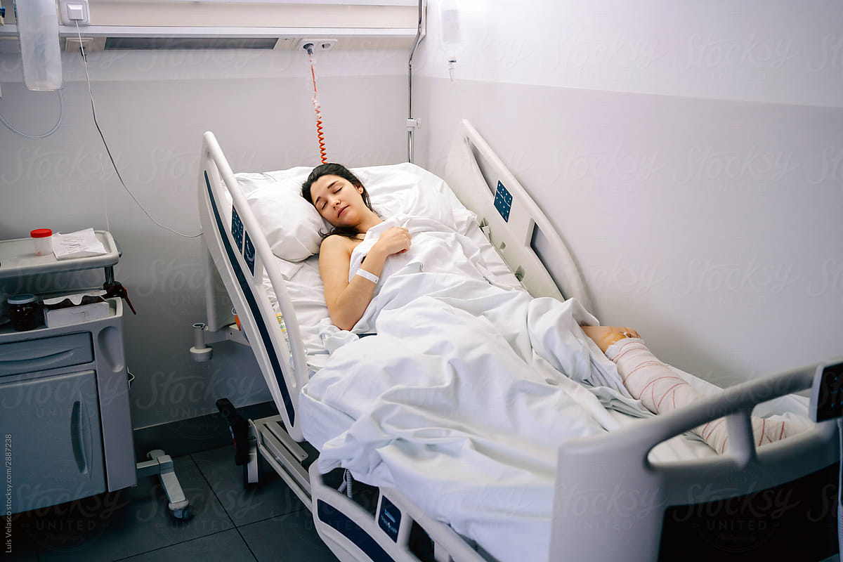 Female Patient Sleeping In A Hospital By Luis Velasco Medication