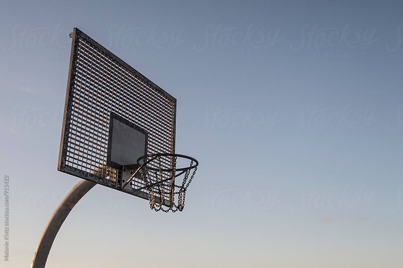 Empty outdoors basketball backboard