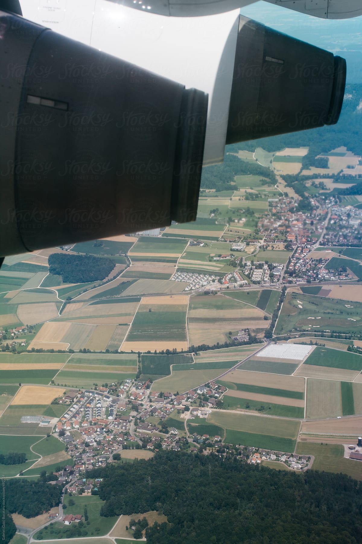 Swiss landscape from an aircraft window