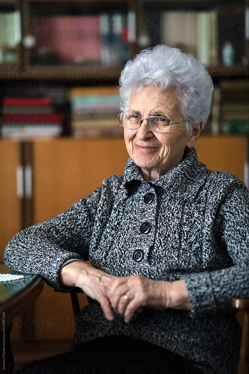 Warm Portrait of Senior Woman at Home