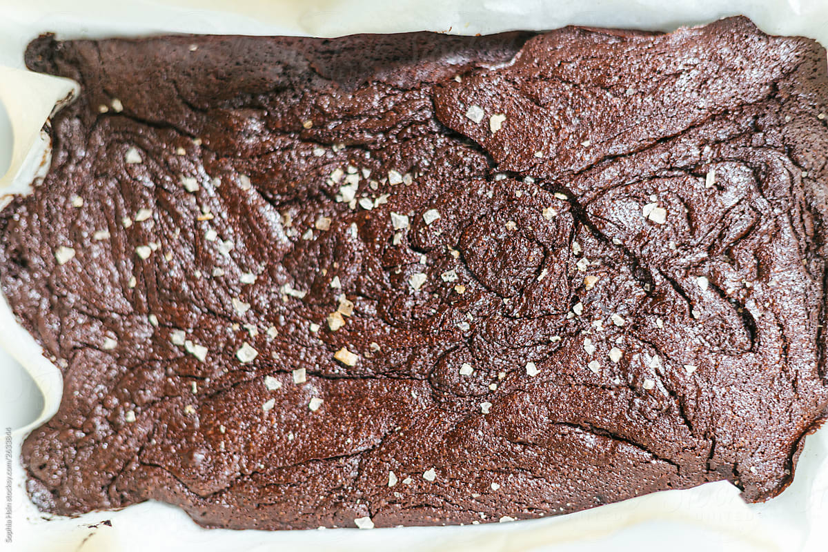 Close up of flourless Brownie with Sea Salt