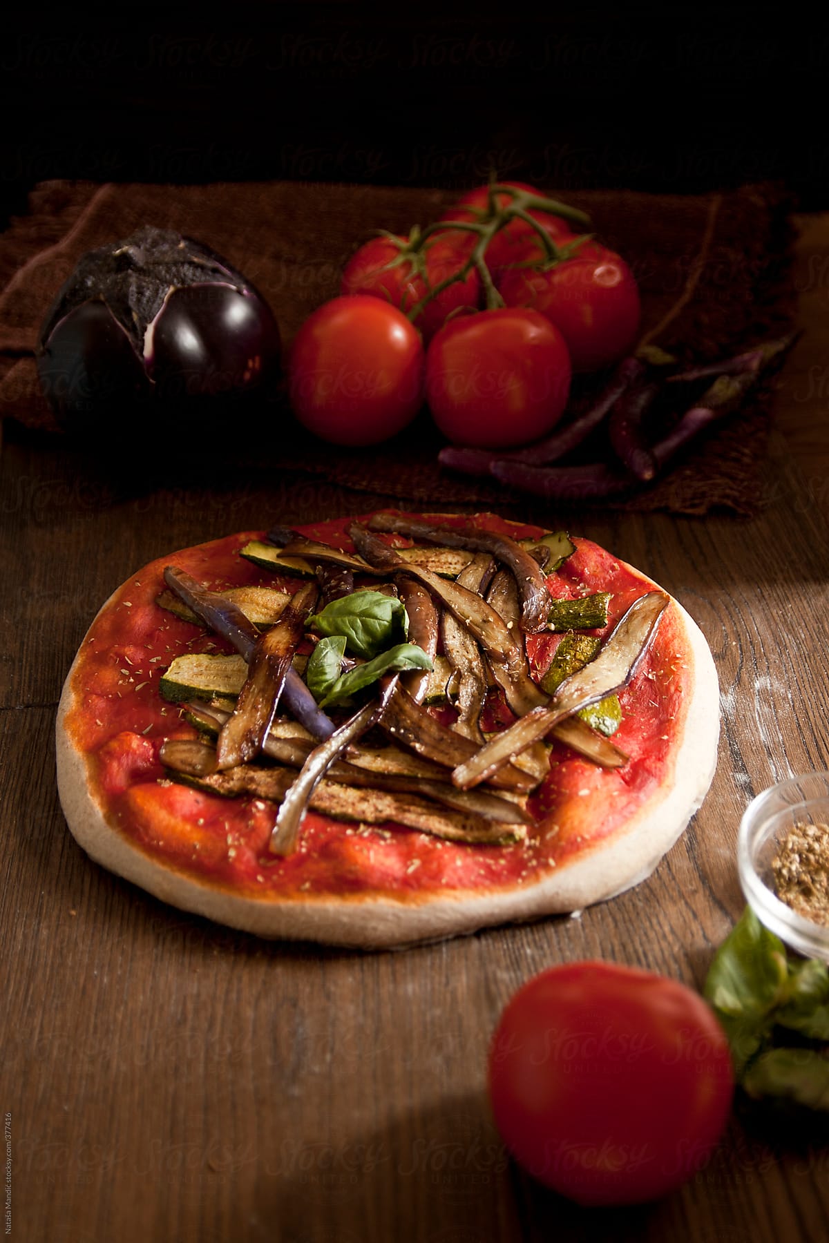 Pizza with grilled vegetables