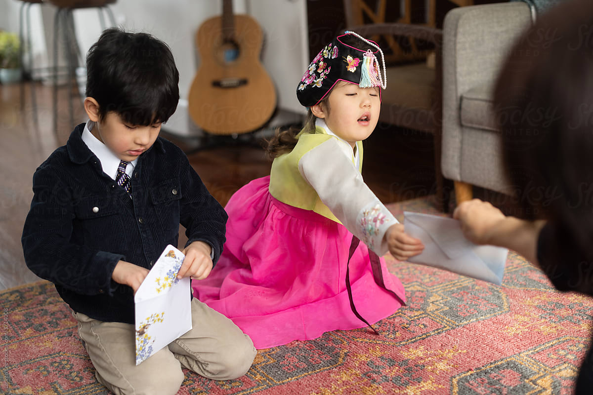 Kids celebrating lunar new year