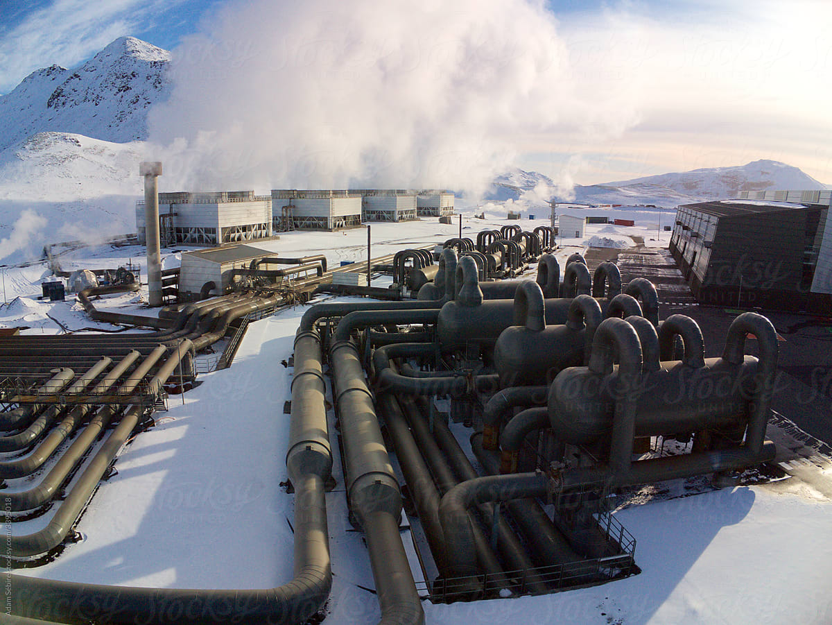 Hellisheidi geothermal power plant, Iceland - volcanic steam for heat, electricity