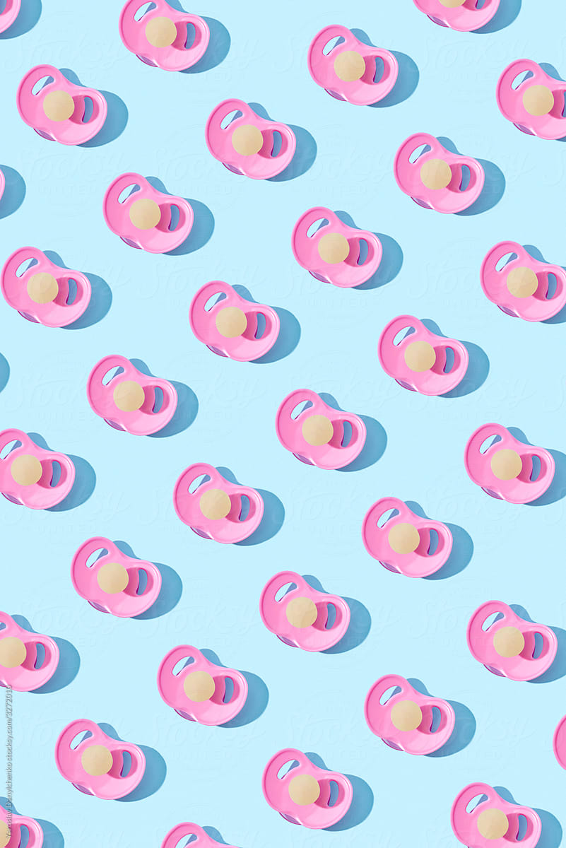 Orthodontic baby pacifiers pattern with shadows.
