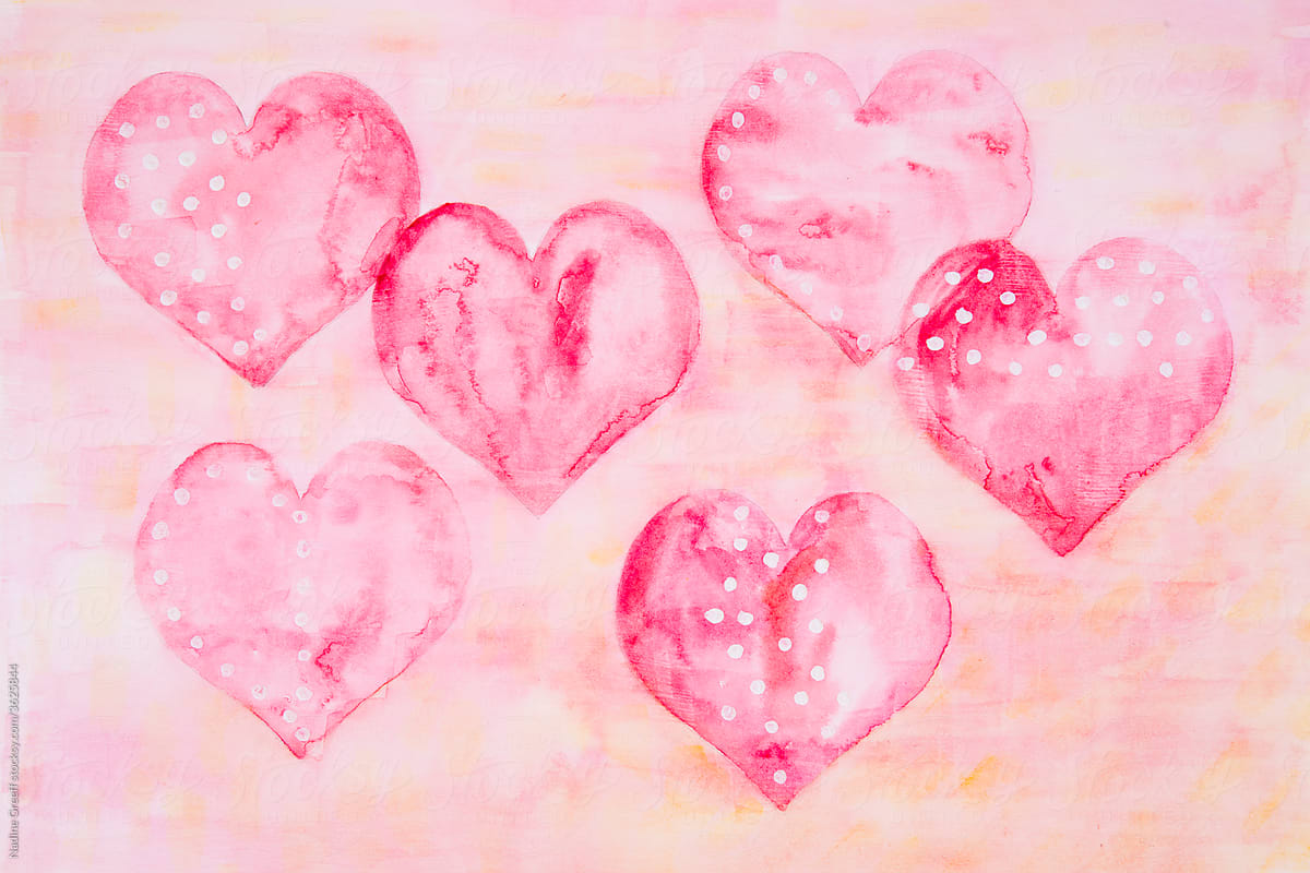 Heart Hand Painted red and pink