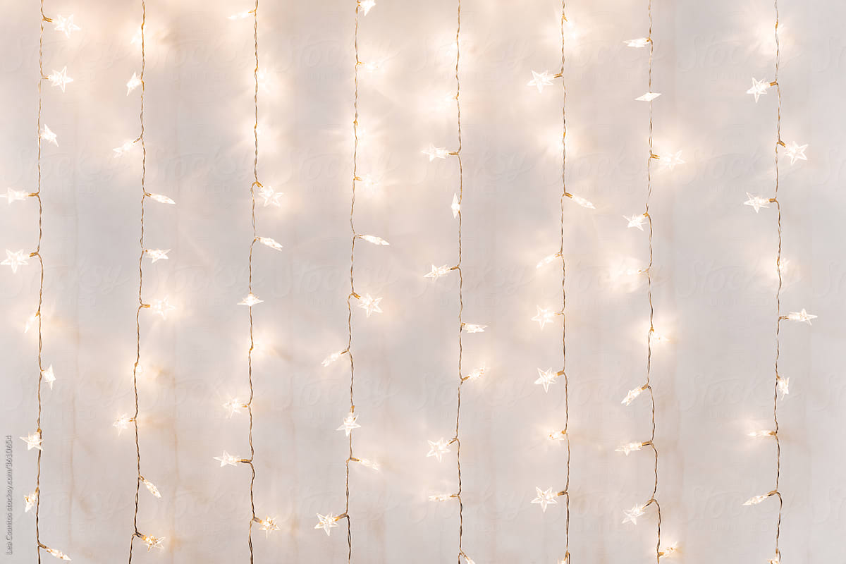 Twinkle lights background on a wall