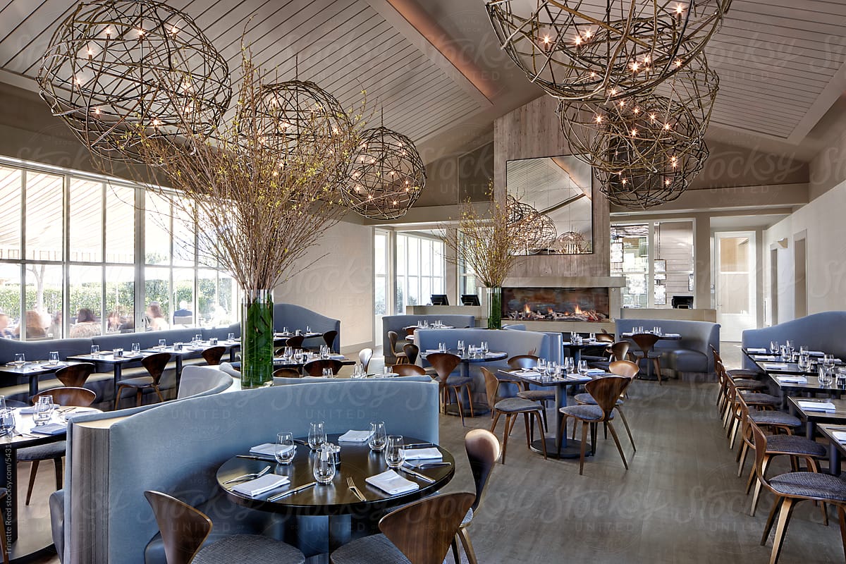 Interior design of luxury upscale restaurant