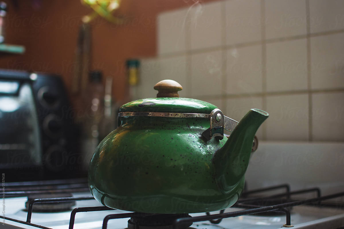 Tea pot in the burner