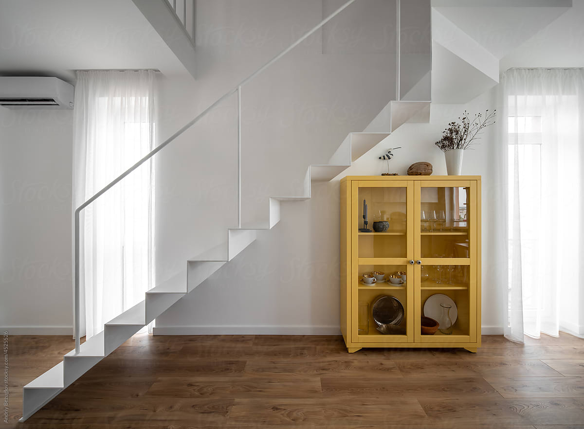 Two-level flat in modern style with stylish stairs