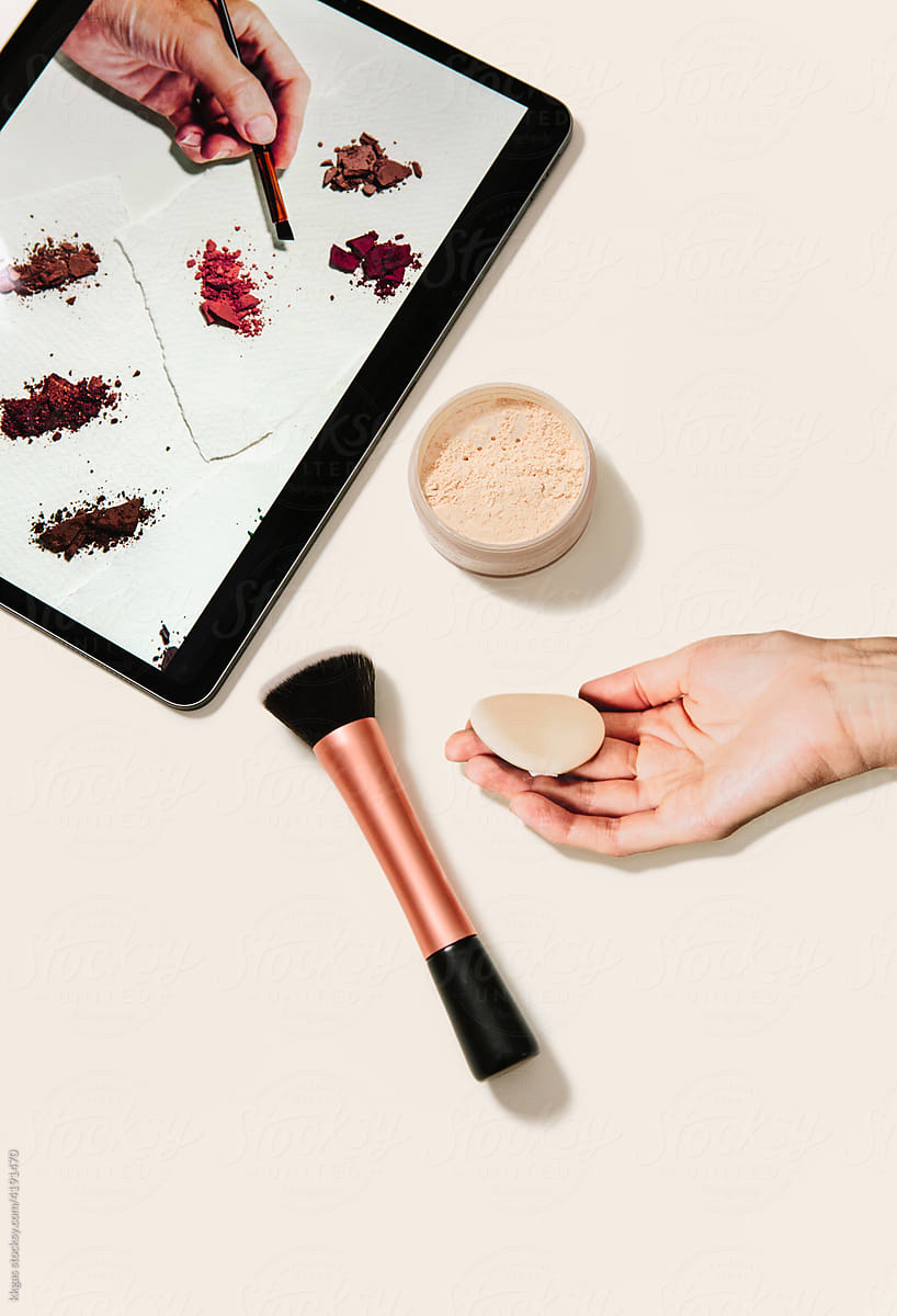 Beauty products and ipad