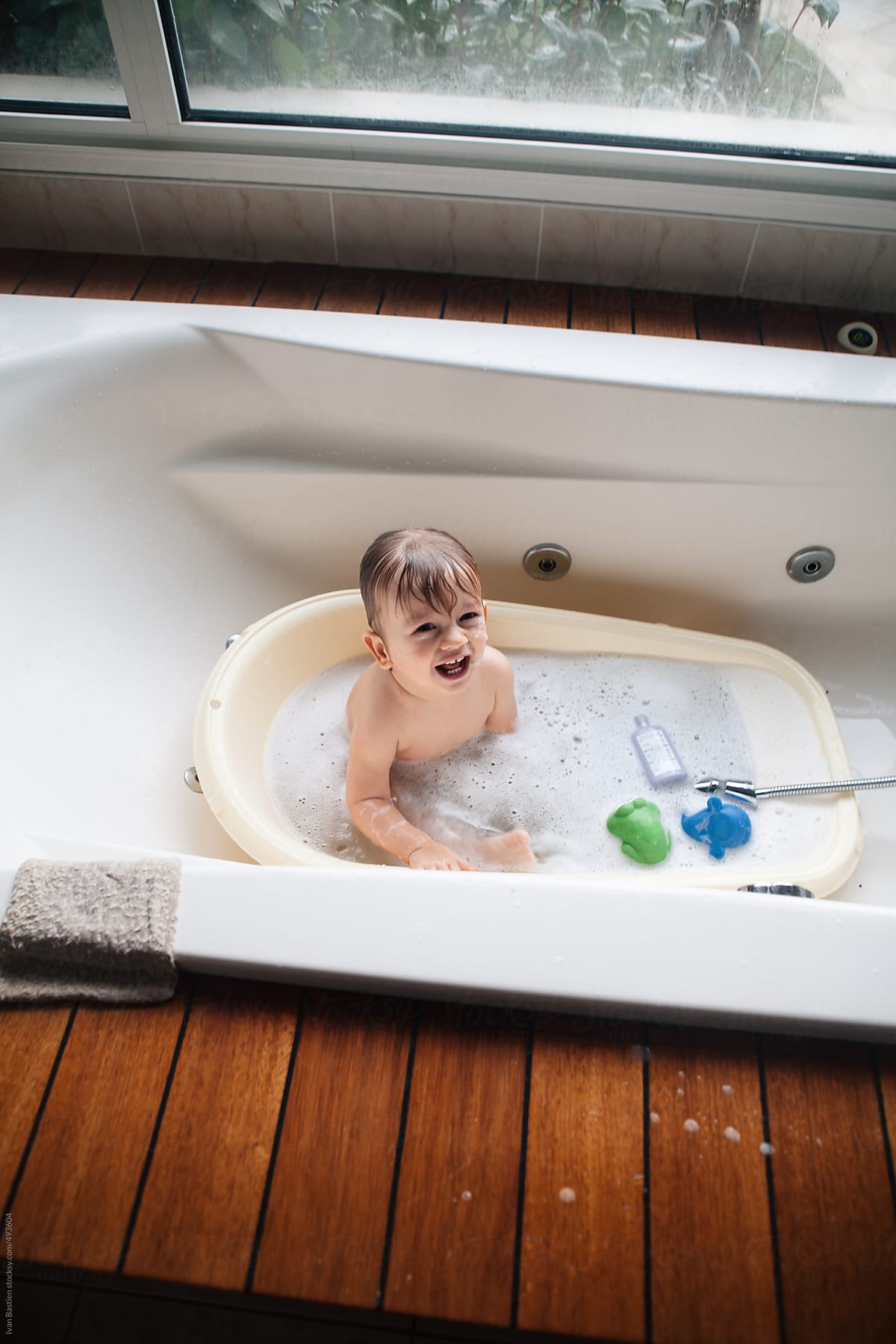 Baby Boy Taking A Bath In Big Bathtub, How Big Is A Bathtub
