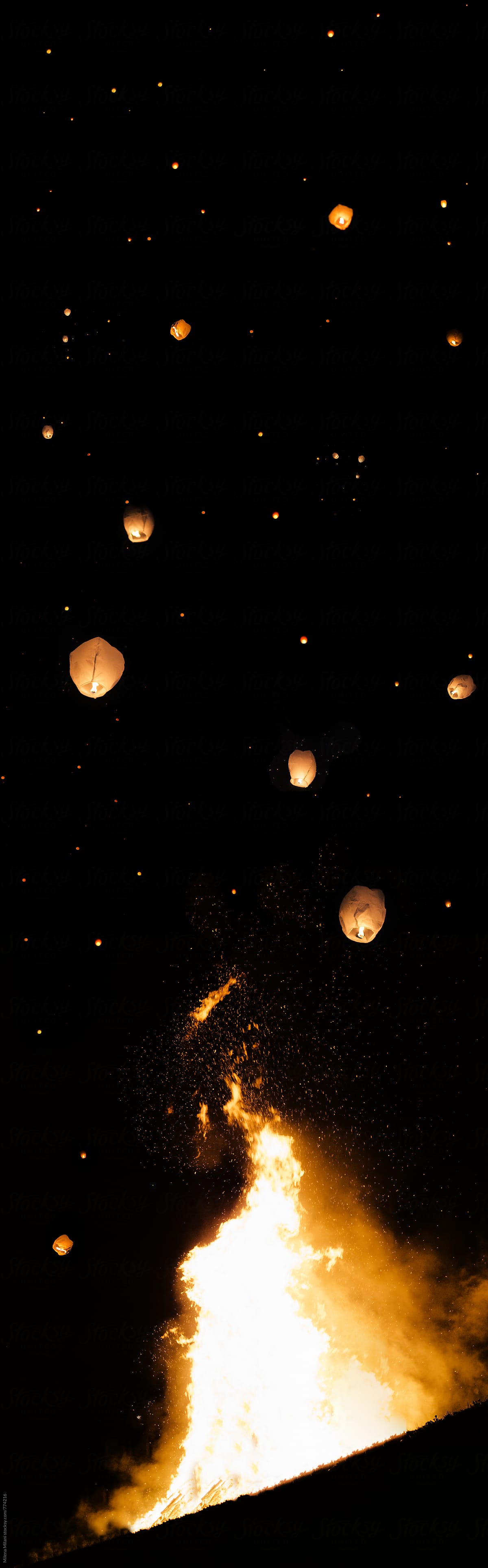 fire and sky lanterns