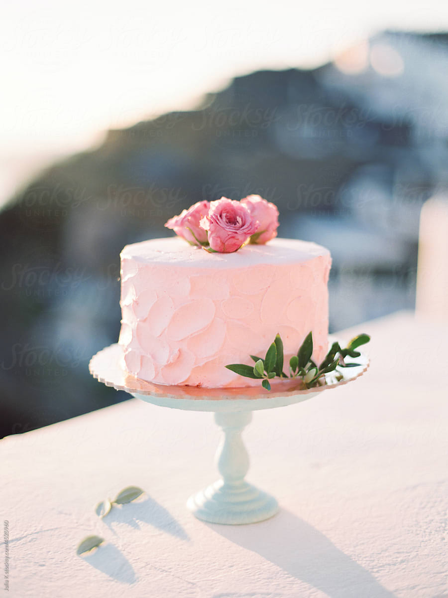 Pink Cake With Flowers Topping
