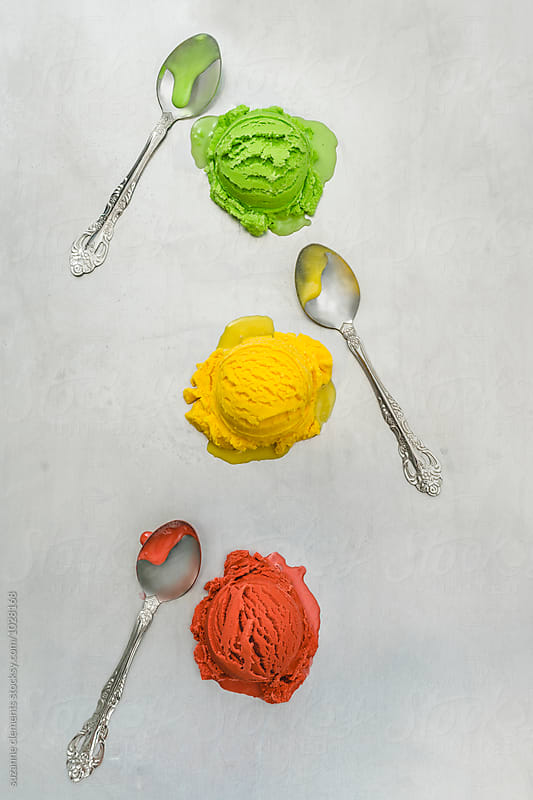 Rainbow Ice Cream and Spoons