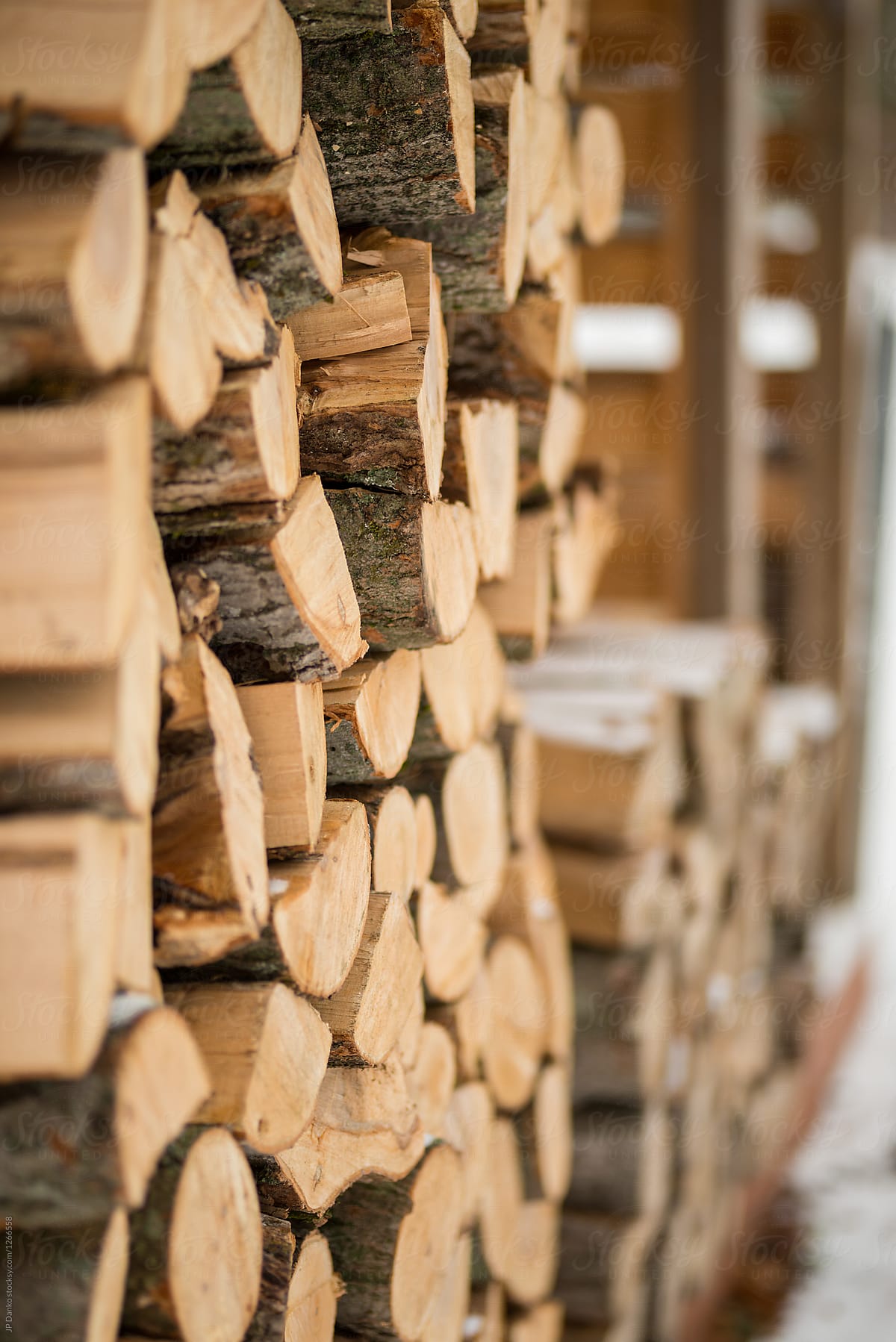 Stacked Firewood at Cottage Woodshed