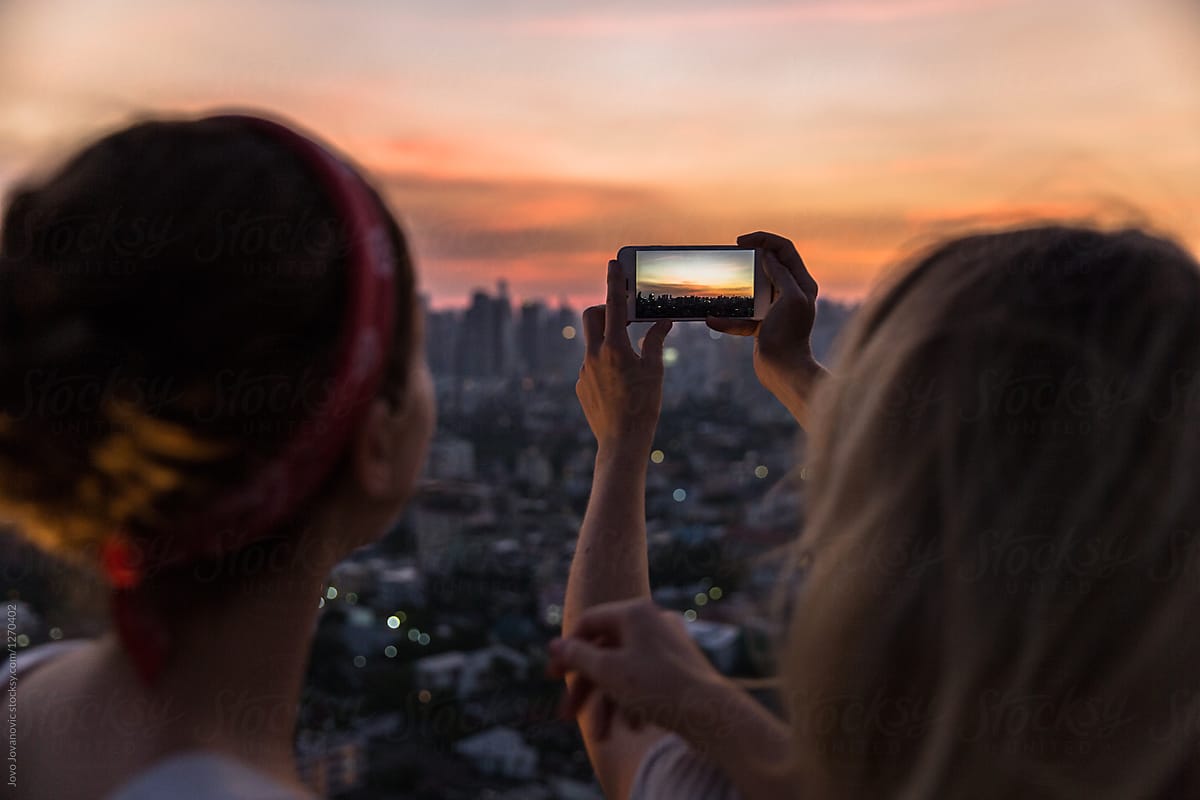 Friends Watching Sunset Together And Taking Photo By Jovo Jovanovic 