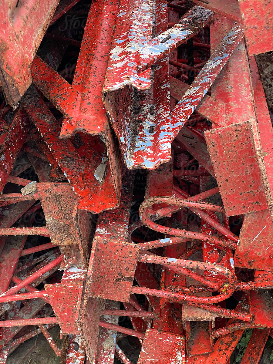Scrap Iron kept in a open area and the iron catches rust
