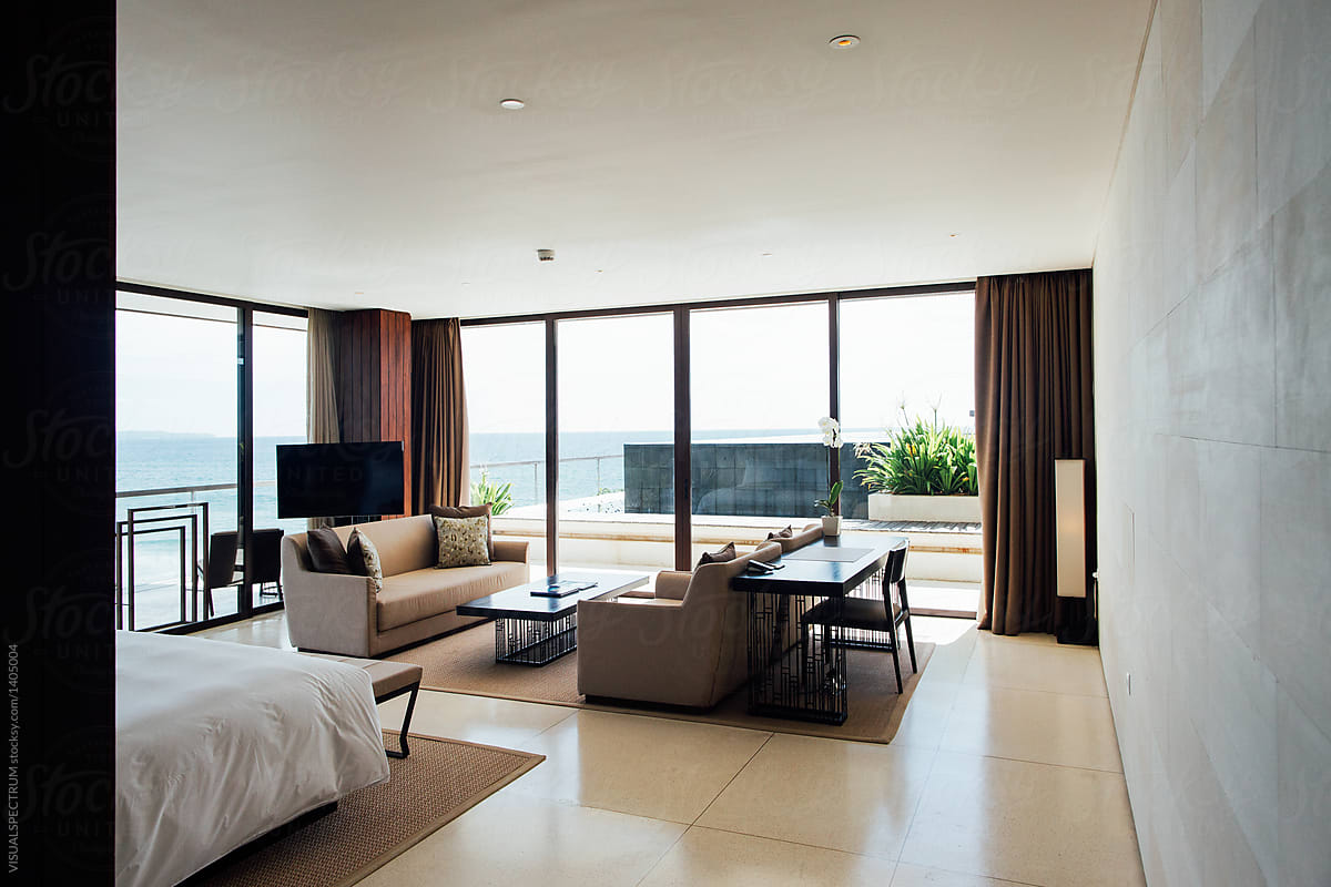 Minimalist Master Bedroom in Upscale Oceanview Penthouse