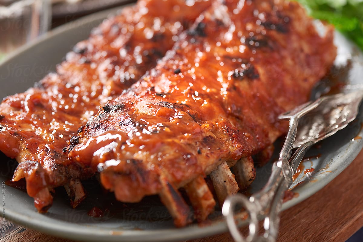 Slabs of Ribs at Messy Barbecue Spare Rib Dinner Party