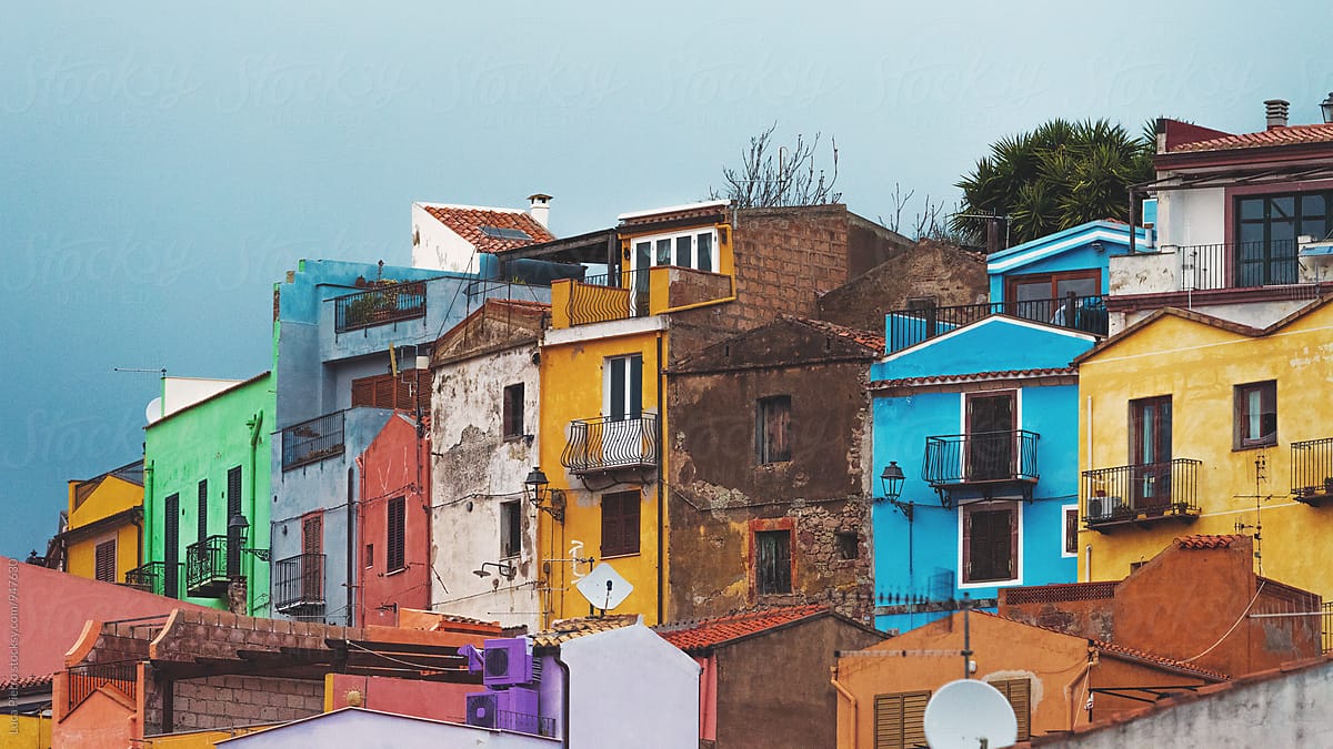 Colored houses in Bosa, Sardinia