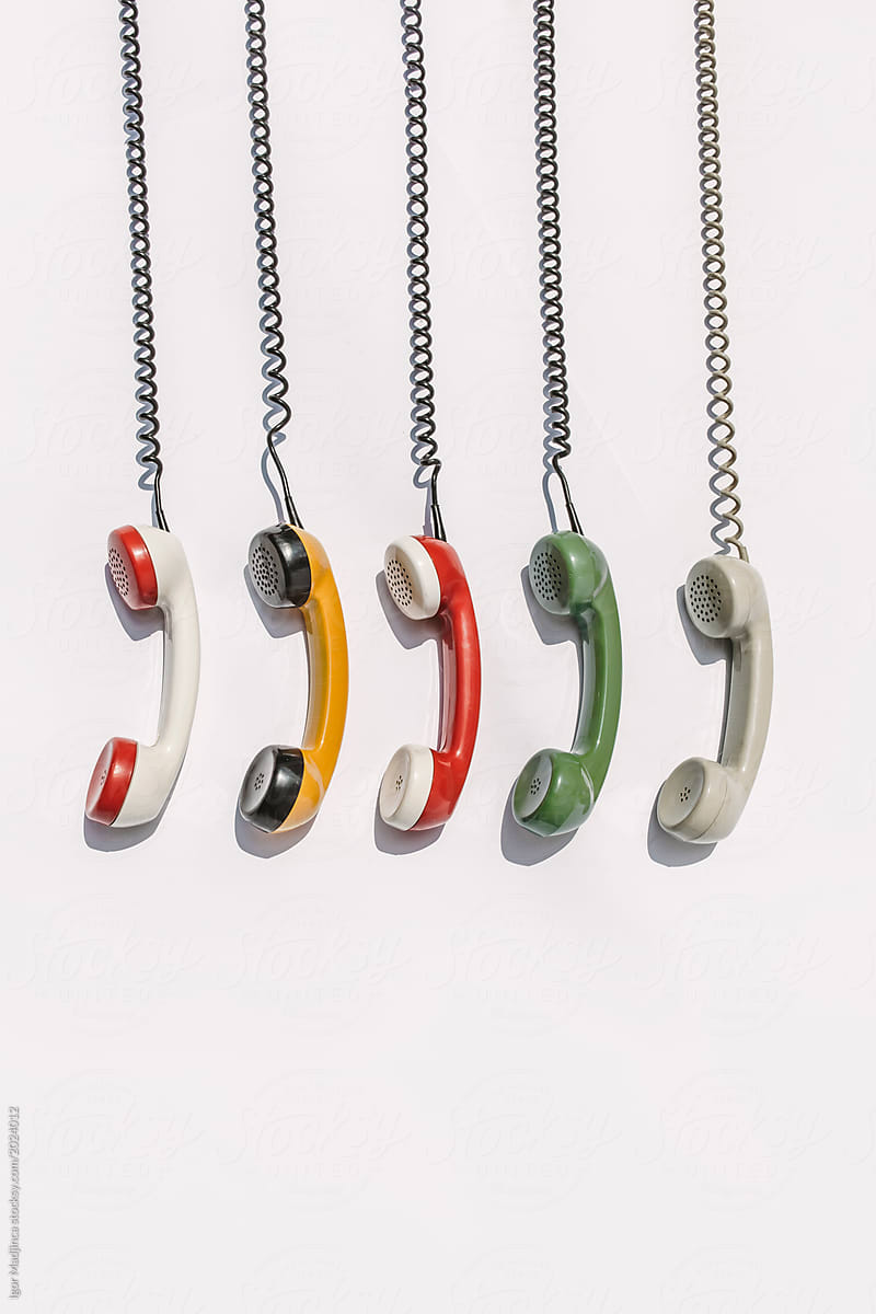 retro colorful phone handsets\
communication,phone,colorful,voice,vintage,sound,retro,business,different,