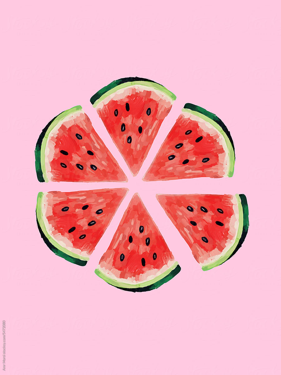 a group of watermelons interconnected in a harmonious circle