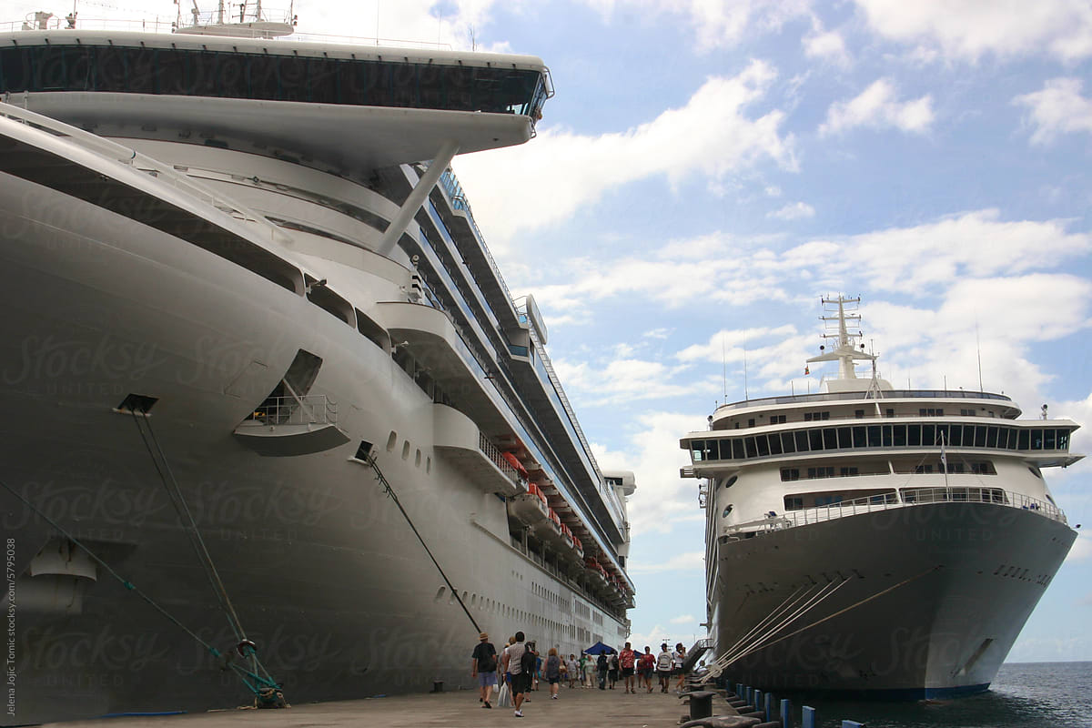 Cruise ships moored at the docks