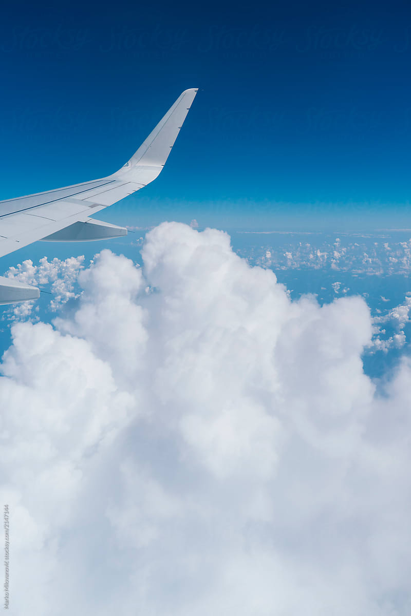 An airplane window view