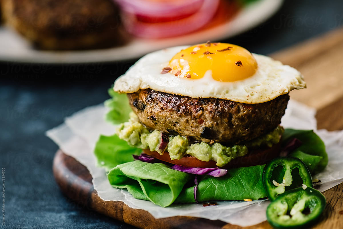 Paleo Turkey Burger Topped With A Fried Egg