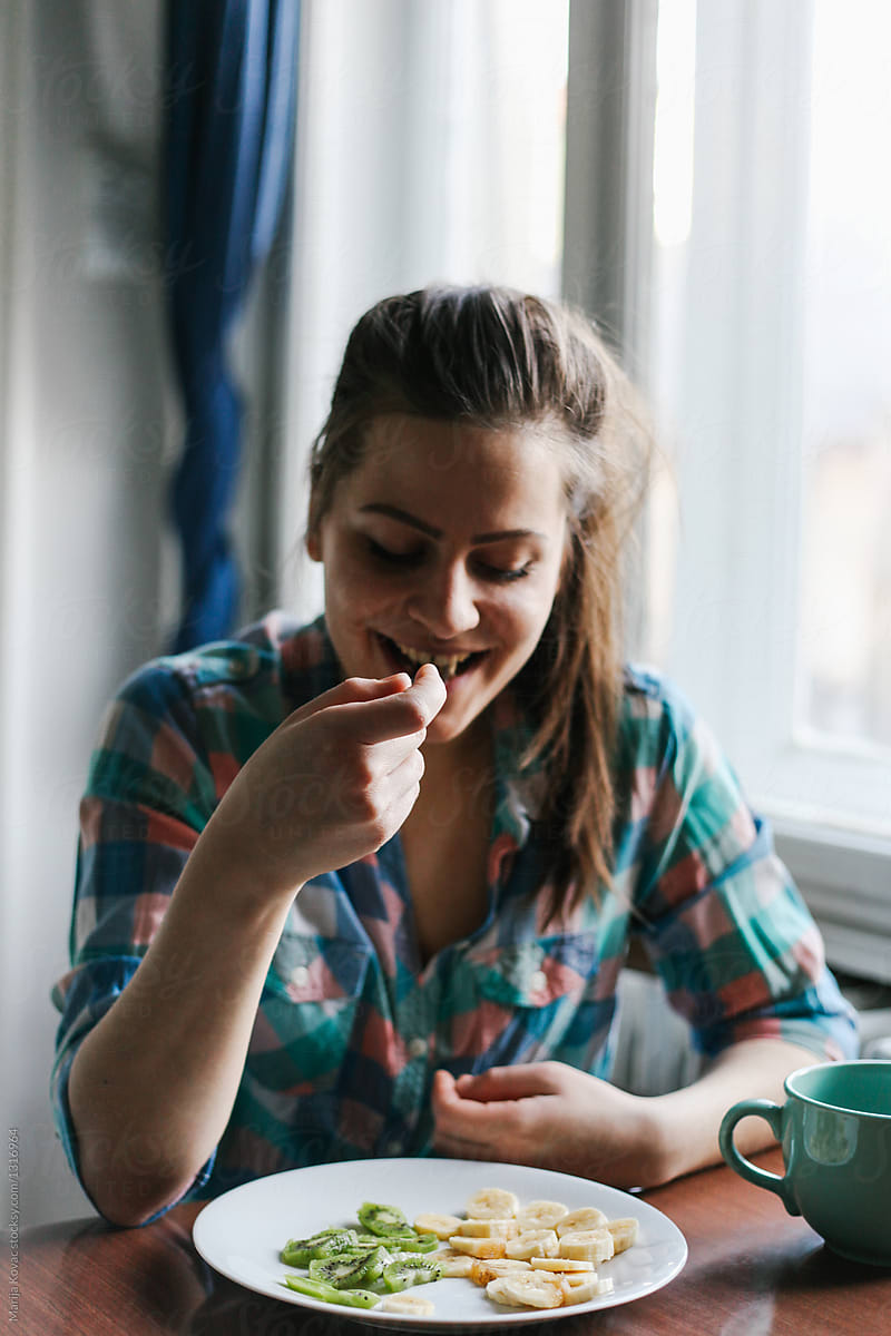 Woman Having Breakfast By Stocksy Contributor Marija Kovac Stocksy 