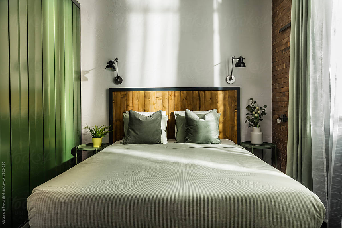 Cozy bedroom in a vintage hostel