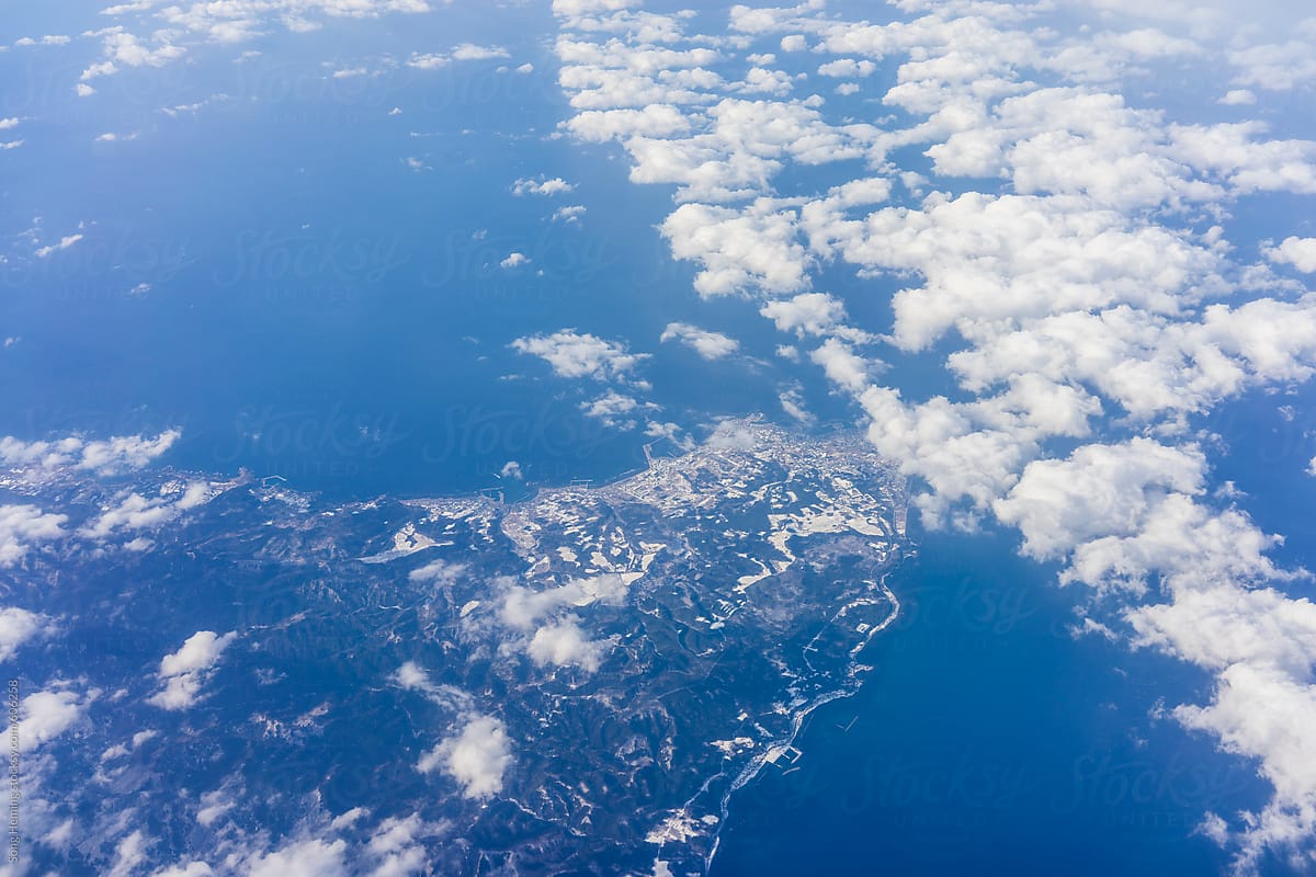 Hokkaido aerial view from plane